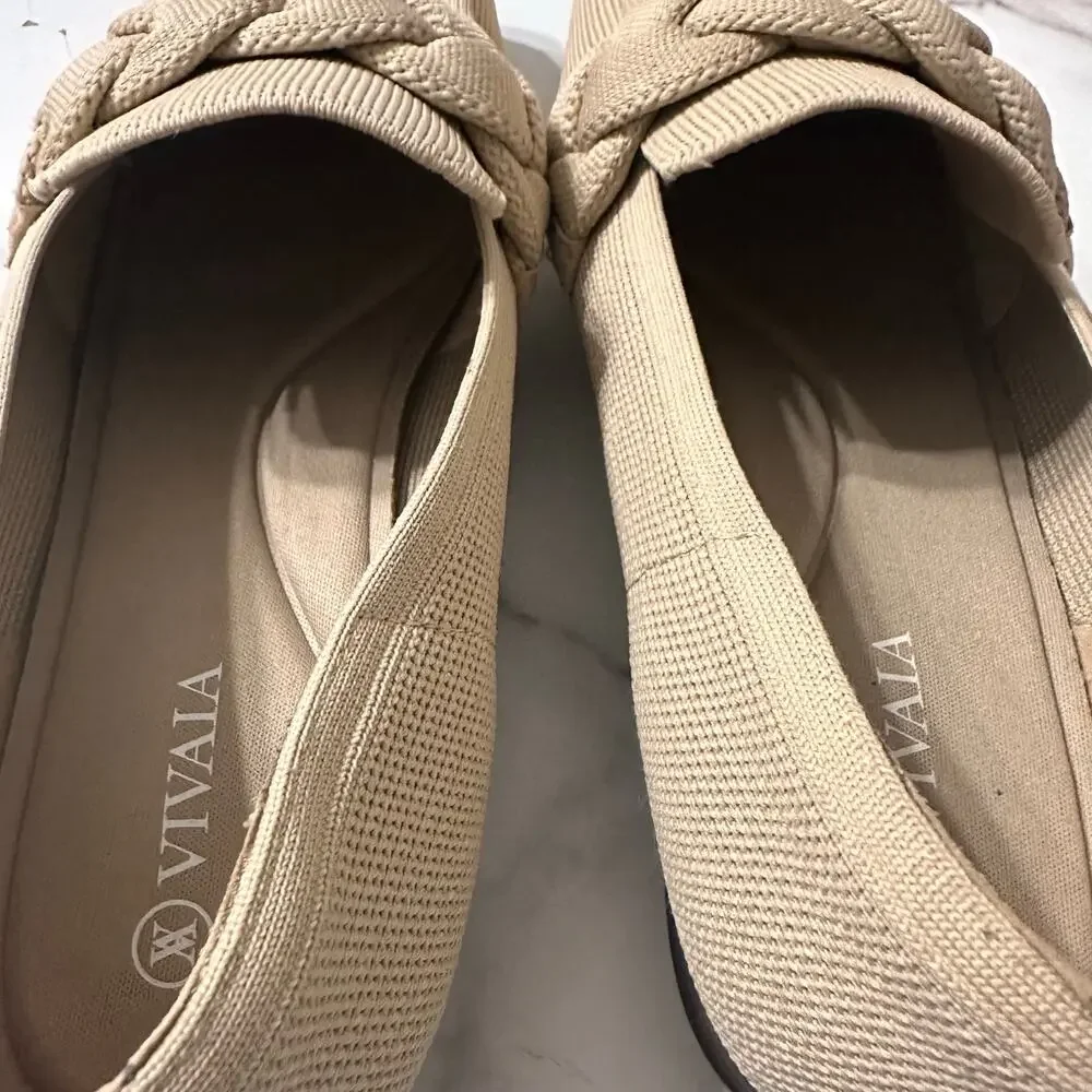Vivaia Square-Toe Knot Loafers Caitlin 2.0 Almond Sz 41.5 Minimalist Careerwear